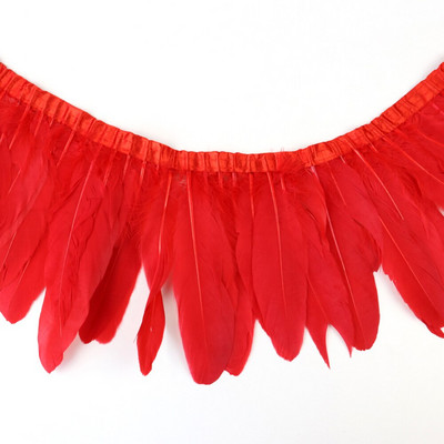Κορδέλα με κρόσσια φτερά χήνας 1 μέτρου Πολύχρωμα φτερά χήνας Διακοσμητικά για πάρτι Φόρεμα/Φούστα Αξεσουάρ λοφίο 15-20cm