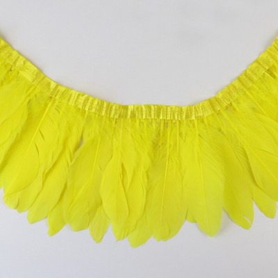 Κορδέλα με κρόσσια φτερά χήνας 1 μέτρου Πολύχρωμα φτερά χήνας Διακοσμητικά για πάρτι Φόρεμα/Φούστα Αξεσουάρ λοφίο 15-20cm