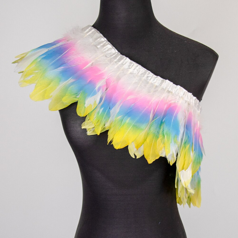 Κορδέλα με κρόσσια φτερά χήνας 1 μέτρου Πολύχρωμα φτερά χήνας Διακοσμητικά για πάρτι Φόρεμα/Φούστα Αξεσουάρ λοφίο 15-20cm
