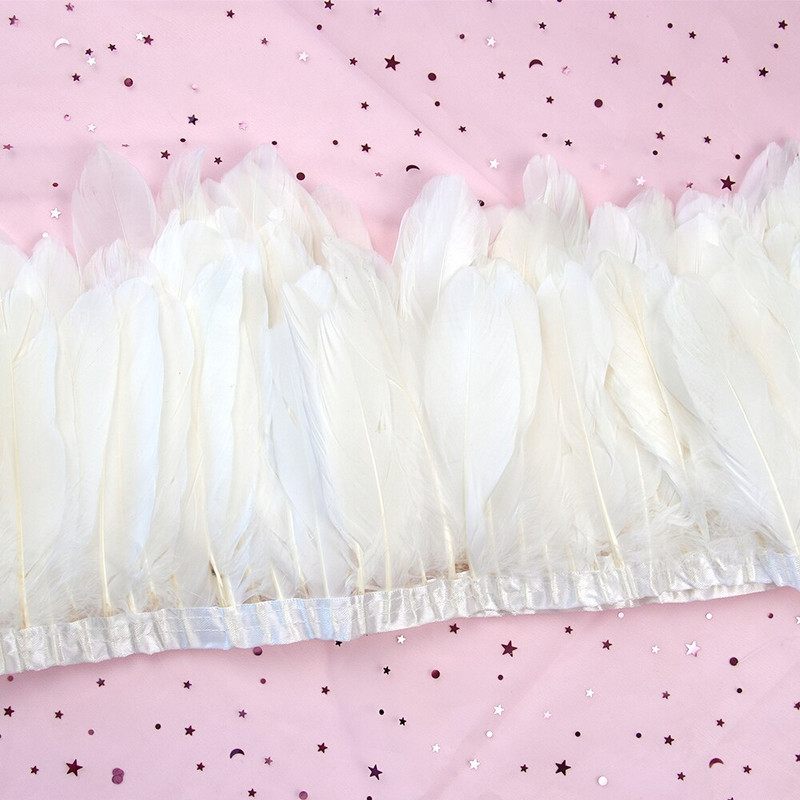 Κορδέλα με κρόσσια φτερά χήνας 1 μέτρου Πολύχρωμα φτερά χήνας Διακοσμητικά για πάρτι Φόρεμα/Φούστα Αξεσουάρ λοφίο 15-20cm