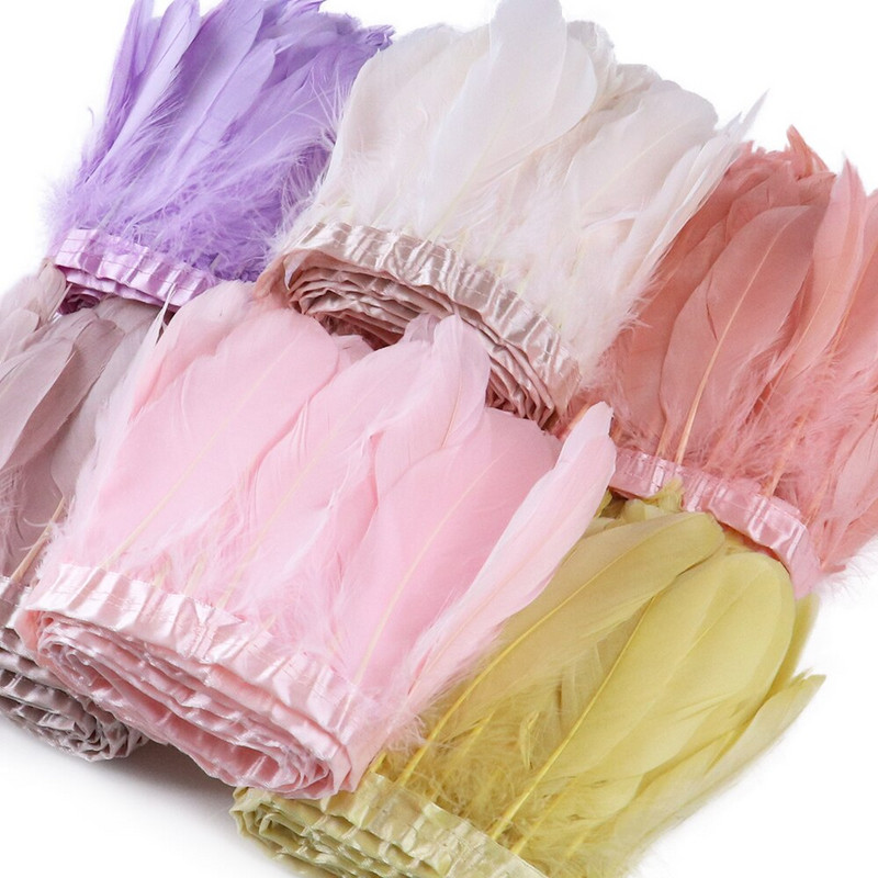 Κορδέλα με κρόσσια φτερά χήνας 1 μέτρου Πολύχρωμα φτερά χήνας Διακοσμητικά για πάρτι Φόρεμα/Φούστα Αξεσουάρ λοφίο 15-20cm