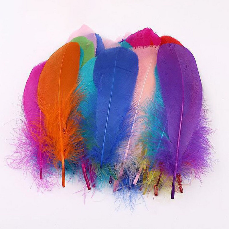 100vnt/part Natūralios Spalvingos Plunksnos Vestuviniai Papuošalai Gamyba Žąsų Plunksnos Vakarėlis Kalėdiniai amatai Pasidaryk pats slyvos Dekoracija 15-20cm