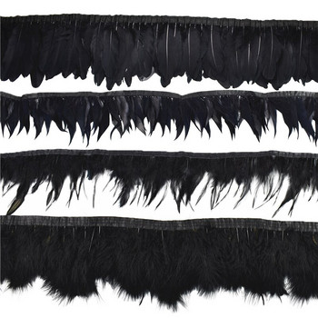 Λευκά μαύρα φτερά 1μέτρων για κορδέλα ρούχων σε ταινία Διακοσμητικά κρόσσια Τουρκία Φόρεμα φασιανής στρουθοκάμηλου Boa Διακοσμητικά ραφής