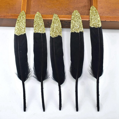 20 komada prirodnog rukotvorina od guščjeg perja za zabavu DIY perjanica od crnog zlata svadbeni božićni dodaci za kućnu dekoraciju 10-15 cm