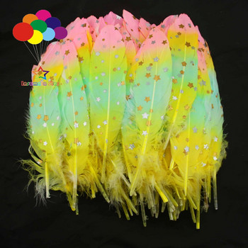 Rainbow Color Macaron Sprayed Gold Star Silver Floating Feathers Σκουλαρίκια κεφαλής χήνας Αξεσουάρ ένδυσης DIY