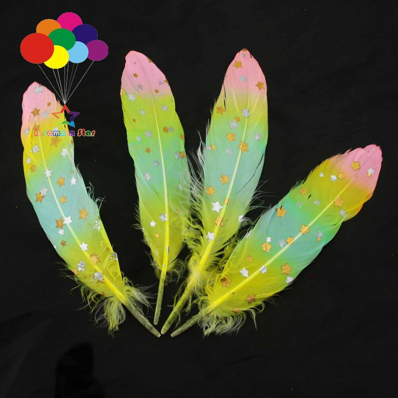 Dugine boje Macaron prskana zlatna zvijezda Srebrno lebdeće perje Guščje naušnice Pokrivalo za glavu Odjevni dodaci Uradi sam