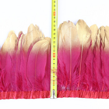 1 μέτρο βουτηγμένο χρυσό φτερό χήνας Διακοσμητικό για ρούχα Ραπτική χειροτεχνία Φορέματα με κορδέλα με φυσικό φτερό Διακόσμηση Πλοφάκια Αξεσουάρ