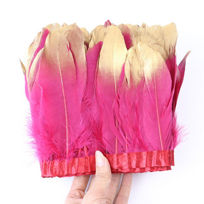 Obrub od guščjeg perja od 1 metra umočenog zlata za šivanje odjeće Rukotvorine Vrpce od prirodnog perja Haljine Dekoracija Dodatak za perjanice