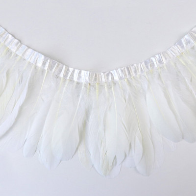 Obrub od guščjeg perja od 1 metra umočenog zlata za šivanje odjeće Rukotvorine Vrpce od prirodnog perja Haljine Dekoracija Dodatak za perjanice