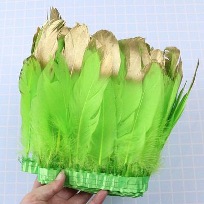 Obrub od guščjeg perja od 1 metra umočenog zlata za šivanje odjeće Rukotvorine Vrpce od prirodnog perja Haljine Dekoracija Dodatak za perjanice