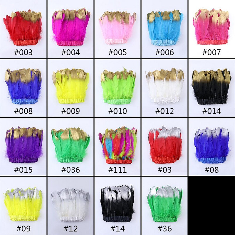 Obrub od guščjeg perja od 1 metra umočenog zlata za šivanje odjeće Rukotvorine Vrpce od prirodnog perja Haljine Dekoracija Dodatak za perjanice