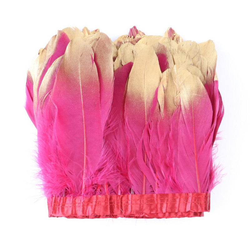 Obrub od guščjeg perja od 1 metra umočenog zlata za šivanje odjeće Rukotvorine Vrpce od prirodnog perja Haljine Dekoracija Dodatak za perjanice