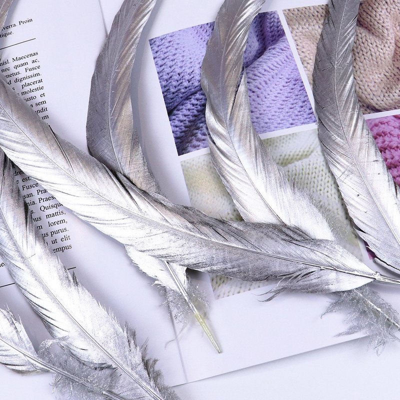 10 kom/lot Tiskanje zlatne i srebrne boje perje pijetlova repa 25-30 cm perje za svatove Ukrasno perje Rukotvorine