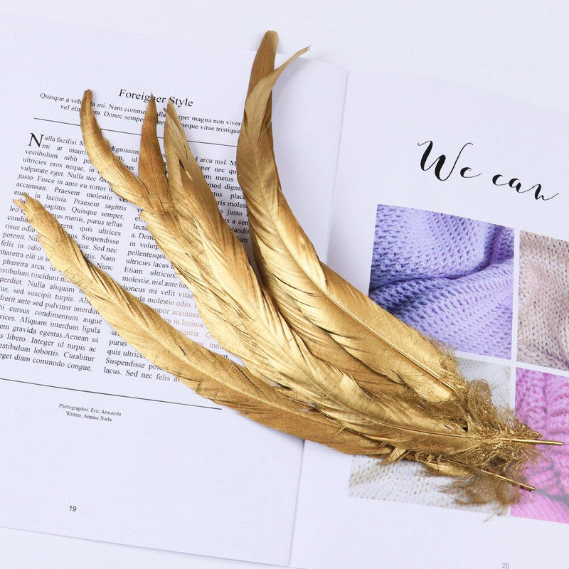 10 kom/lot Tiskanje zlatne i srebrne boje perje pijetlova repa 25-30 cm perje za svatove Ukrasno perje Rukotvorine