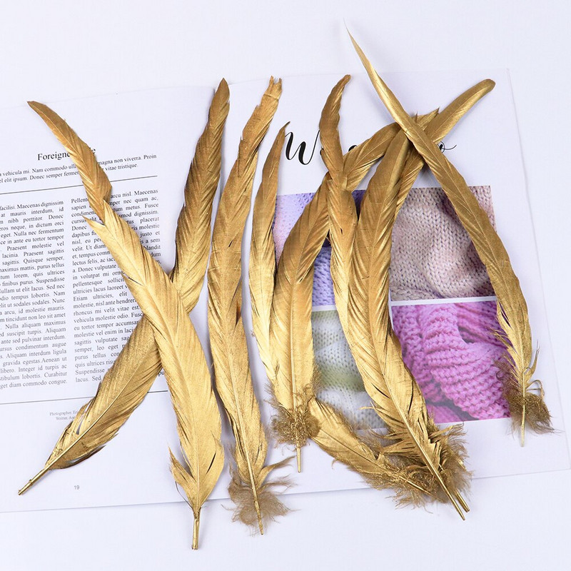 10 kom/lot Tiskanje zlatne i srebrne boje perje pijetlova repa 25-30 cm perje za svatove Ukrasno perje Rukotvorine