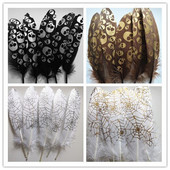 10 buc/lot Cele mai noi imprimate pene de gâscă 6-8 inchi/15-20 cm craniu natural din pânză de păianjen Pene de decorare