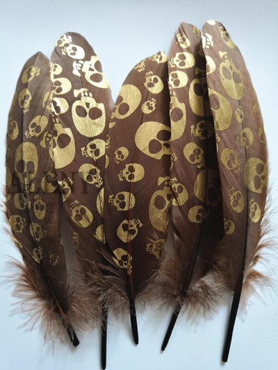 10 buc/lot Cele mai noi imprimate pene de gâscă 6-8 inchi/15-20 cm craniu natural din pânză de păianjen Pene de decorare