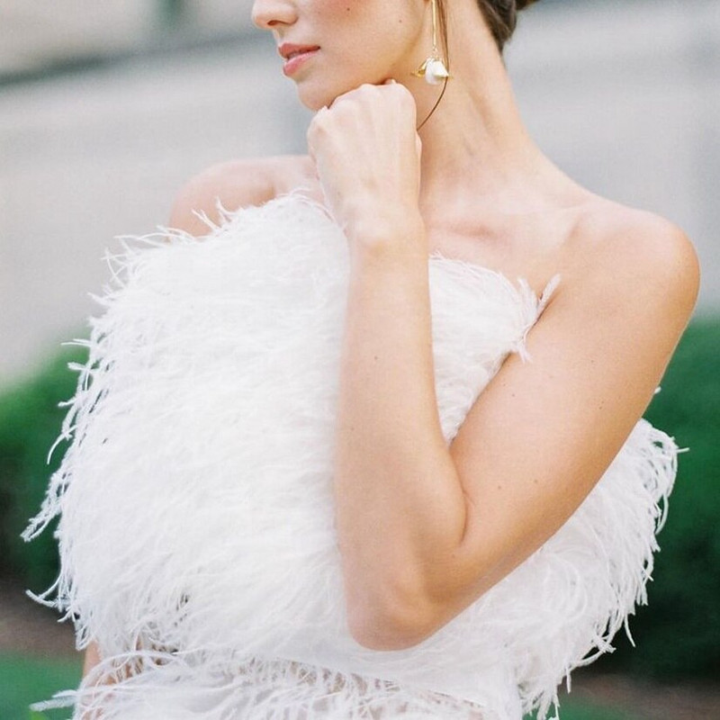 Λευκό 8-10cm Αφράτο φτερό στρουθοκαμήλου Διακοσμητικό Φυσικό Φτερό Στρουθοκάμηλου Κορδέλα Διακόσμηση Νυφικού Αξεσουάρ Ραπτικής 1M