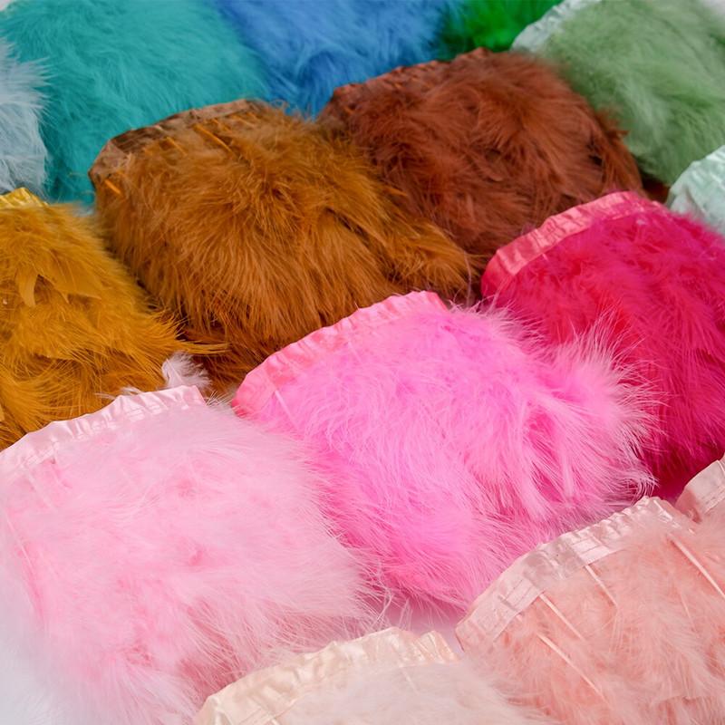 1 метър естествени пуешки пера панделка занаяти тапицерия от пера марабу за рокля за сватбено тържество облекло шиене декорация перо