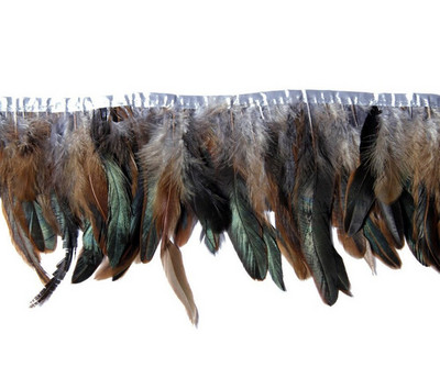 Crno koktel perje Obrubi resa Vrpca Prirodno pijetlovo pero Za rukotvorine sa satenskom vrpcom Traka za suknju kostim Perje