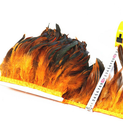 Crno koktel perje Obrubi resa Vrpca Prirodno pijetlovo pero Za rukotvorine sa satenskom vrpcom Traka za suknju kostim Perje