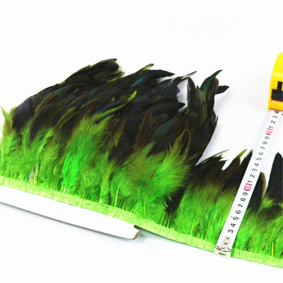 Crno koktel perje Obrubi resa Vrpca Prirodno pijetlovo pero Za rukotvorine sa satenskom vrpcom Traka za suknju kostim Perje