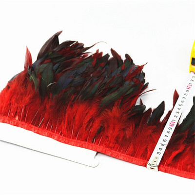 Crno koktel perje Obrubi resa Vrpca Prirodno pijetlovo pero Za rukotvorine sa satenskom vrpcom Traka za suknju kostim Perje