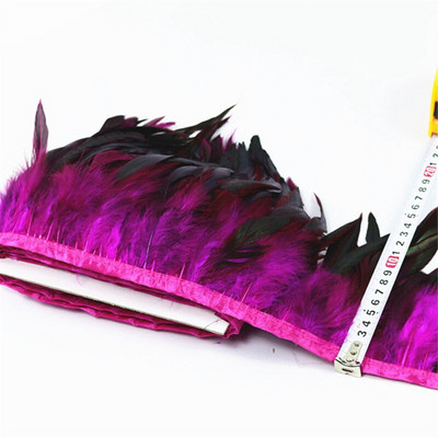 Crno koktel perje Obrubi resa Vrpca Prirodno pijetlovo pero Za rukotvorine sa satenskom vrpcom Traka za suknju kostim Perje