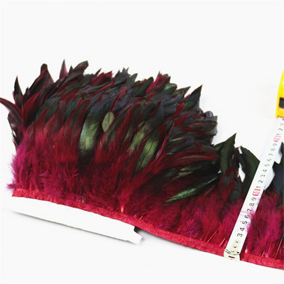 Crno koktel perje Obrubi resa Vrpca Prirodno pijetlovo pero Za rukotvorine sa satenskom vrpcom Traka za suknju kostim Perje