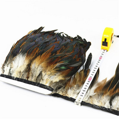 Crno koktel perje Obrubi resa Vrpca Prirodno pijetlovo pero Za rukotvorine sa satenskom vrpcom Traka za suknju kostim Perje