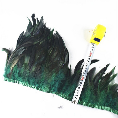 Crno koktel perje Obrubi resa Vrpca Prirodno pijetlovo pero Za rukotvorine sa satenskom vrpcom Traka za suknju kostim Perje