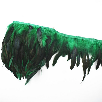 Crno koktel perje Obrubi resa Vrpca Prirodno pijetlovo pero Za rukotvorine sa satenskom vrpcom Traka za suknju kostim Perje