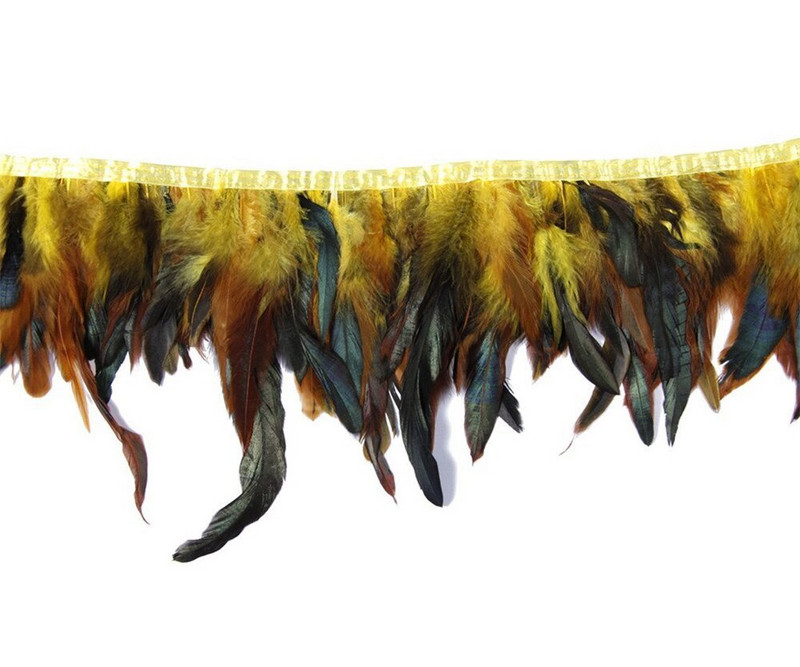 Crno koktel perje Obrubi resa Vrpca Prirodno pijetlovo pero Za rukotvorine sa satenskom vrpcom Traka za suknju kostim Perje