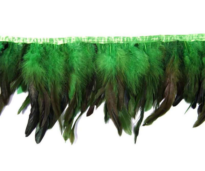 Crno koktel perje Obrubi resa Vrpca Prirodno pijetlovo pero Za rukotvorine sa satenskom vrpcom Traka za suknju kostim Perje