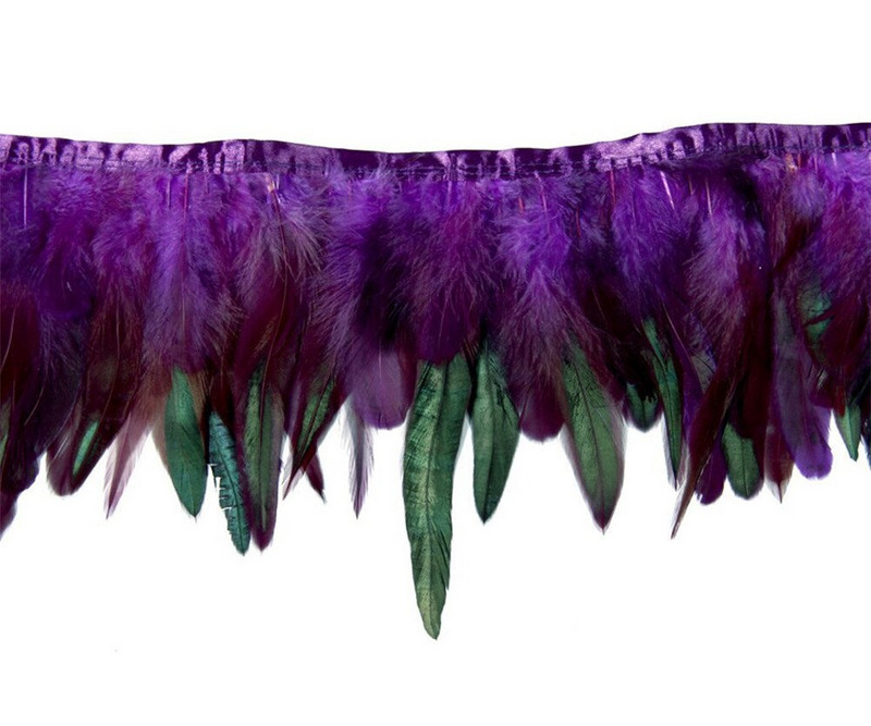 Crno koktel perje Obrubi resa Vrpca Prirodno pijetlovo pero Za rukotvorine sa satenskom vrpcom Traka za suknju kostim Perje