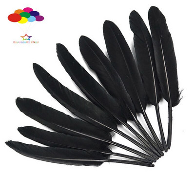 Φυσικό φτερό χήνας μαύρο 4-6 ίντσες /10-15 cm 100 τμχ Αποκριάτικα φτερά DIY για μάσκα κεφαλής στολής Crafts home