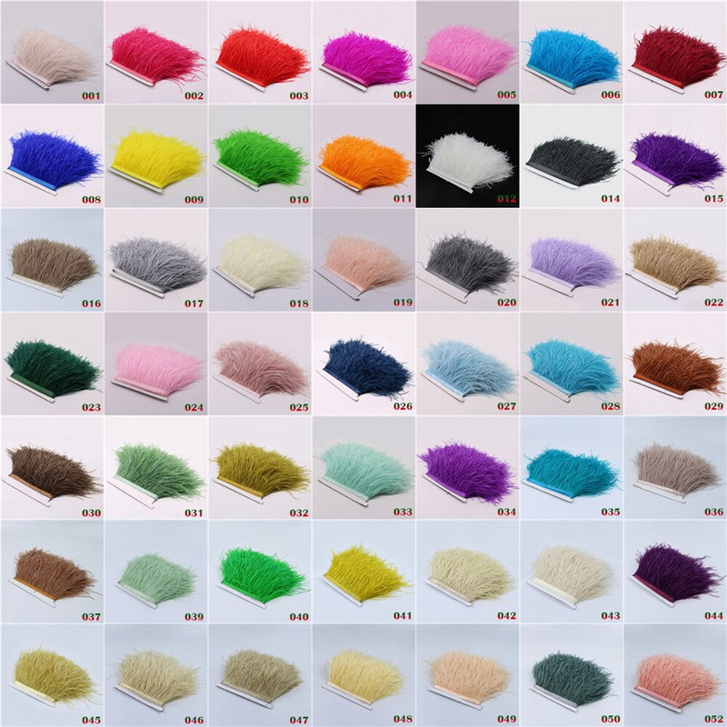 1 Μ 6-15 εκ. Πραγματικά πολύχρωμα φτερά στρουθοκαμήλου Κάλυμμα με κρόσσια DIY Φούντα Πλούμα Κορδέλα Τσάντα γάμου Φόρεμα Ραπτικής Διακόσμησης Χειροτεχνία