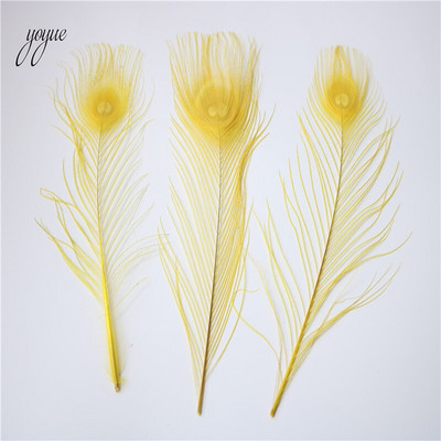 YOYUE povo plunksnos 10 vnt/sl., ilgis 25-30 cm Gražios natūralios povo plunksnos pasidaryk papuošalai Dekoratyvinės detalės