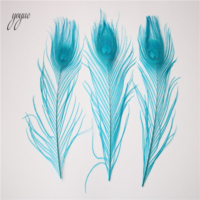 YOYUE povo plunksnos 10 vnt/sl., ilgis 25-30 cm Gražios natūralios povo plunksnos pasidaryk papuošalai Dekoratyvinės detalės
