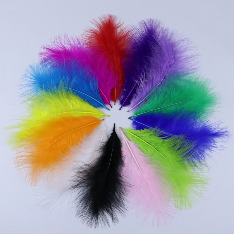 Aukštos kokybės pūkuotos Marabou kalakutienos plunksnos 15-20cm dekoravimui Papuošalai Drabužiai Siuvimo Medžiagos Amatai Plunksnos 100 vnt/part.