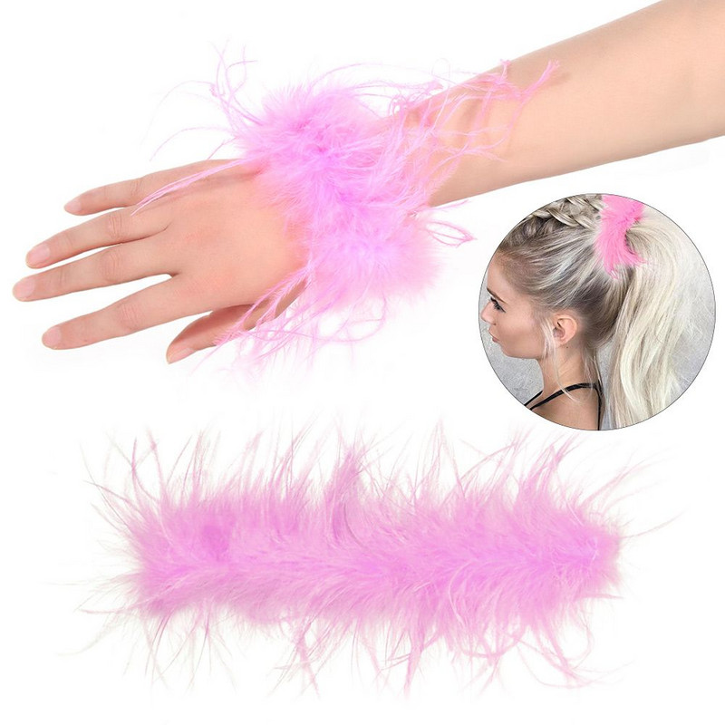 Φυσικές μανσέτες με φτερά στρουθοκαμήλου Μόδας Μασίφ γούνινο βραχιόλι με μανίκια καρπού πολυτελές μανίκια με φτερά ποδιού Γυναικεία αξεσουάρ μαλλιών