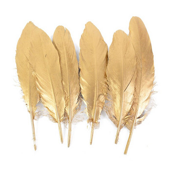 10 τεμ. σε χρυσό βουτηγμένο φτερό φυσικό φτερό γαλοπούλας χήνας για γαμήλιο πάρτι Δώρο Κουτί κέικ Διακοσμητικό μπαλόνι Γεμιστικό DIY Crafts