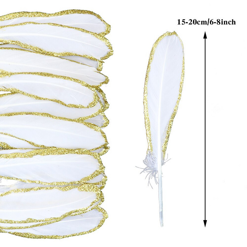 10 buc/lot Pene de aur perie albă pentru casă, nuntă, bijuterii, decorare, penne de gâscă, artizanat, accesoriu manual