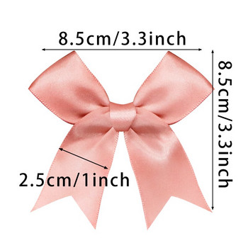 50 БР. 85*85 мм розови сатенени панделки с лъкове Декоративни опаковки Подаръчни малки цветни лъкове за занаяти Сватбени лъкове Раждане Направи си сам парти украса