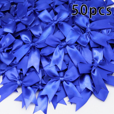 50 БР. 85*85 мм розови сатенени панделки с лъкове Декоративни опаковки Подаръчни малки цветни лъкове за занаяти Сватбени лъкове Раждане Направи си сам парти украса