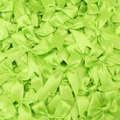 50gab. 85x85mm satīna lentes bantes Mezgls Amatniecības bantes rozā balts mazs puķu kaklasaite kāzu dekorācija bantīte DIY dzimšanas ballīte