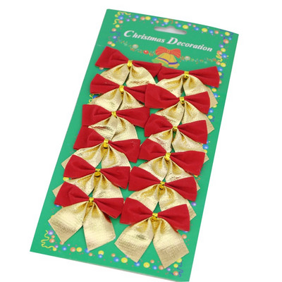 12PCS 5cm-6cm(appr) Коледна украса с лък Коледна елха Новогодишна празнична украса за парти