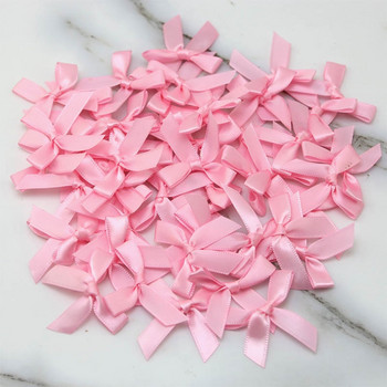 (50 бр./опаковка) 4*4 см пресни розови ленти с панделки Малък размер на сатенена панделка с лък, цветя, занаятчийска украса, ръчна изработка Направи си сам, парти декорация