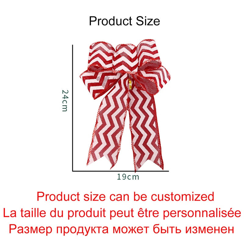 24*19cm 5ausis DIY loks Bowknot Amatniecība Lina lentes bantīte Ziemassvētku rotājums Ziemassvētku eglītes dekors Režģis Svītra bantīte
