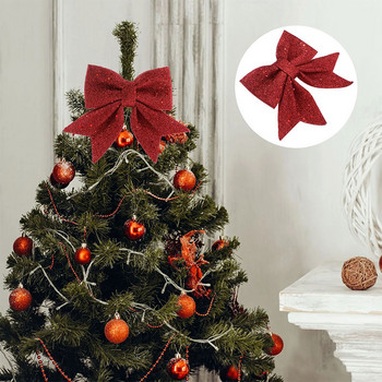 Bowknot Bow Коледни орнаменти Tree Glitter Craft Bows Коледен венец гирлянда Winter Rustic Holiday Мини декоративна панделка Shiny